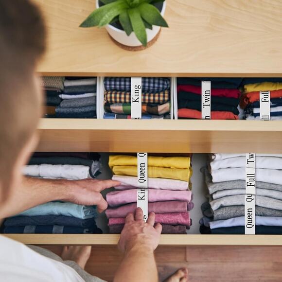 12 PC Bed Sheet Organizer Bands Storage Labels Keepers Linen Closet Straps Sizes - Picture 6 of 7